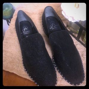 Adrianna papell black studded loafers like new